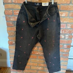 Floral embroidered denim